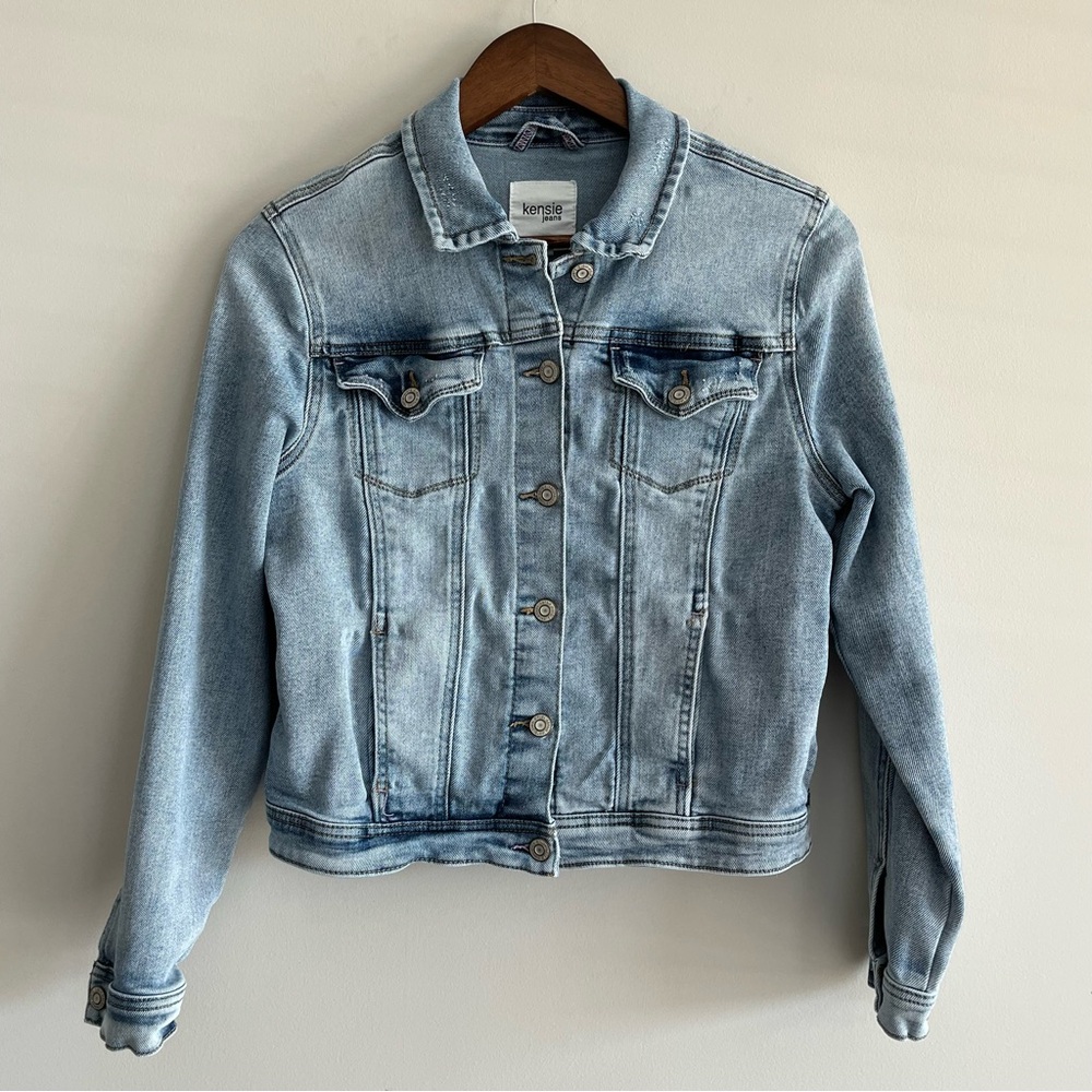 Kensie Jeans Denim Jean Jacket Womens S Blue Button Up Casual